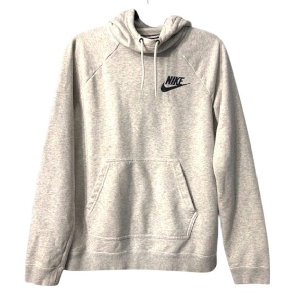 Nike Mens Pullover Hoodie Sweatshirt M Heather Gray Logo Athleisure - Picture 1 of 13